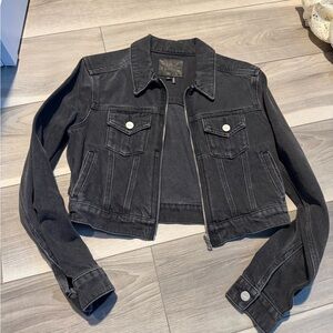 PAIGE Charcoal Cropped Jean Jacket